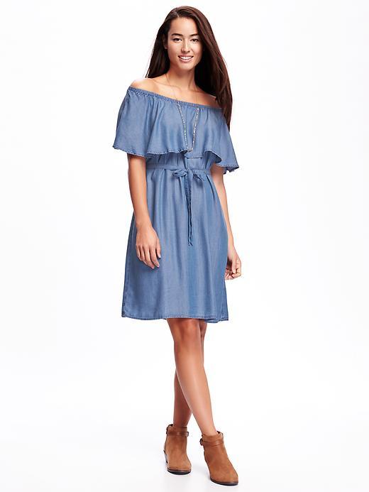 Old Navy Off The Shoulder Tie Belt Dress For Women - Sheri