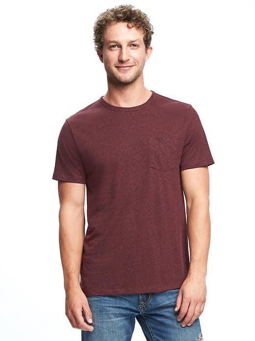 Old Navy Linen Blend Pocket Tee For Men - Berry Chutney