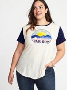 Old Navy Womens Graphic Slub-knit Everywear Plus-size Tee Far Out Size 1x