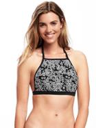 Old Navy Halter Bikini Top For Women - Black Floral