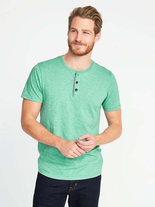 Old Navy Mens Soft-washed Slub-knit Henley For Men Soothing Sea Size Xxxl