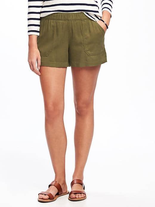 Old Navy Mid Rise Soft Pull On Utility Shorts For Women 4 - Prairie Foliage