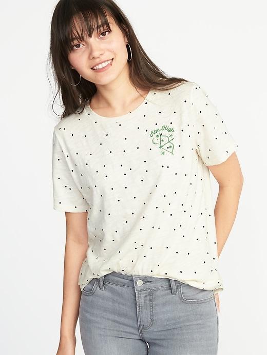 Old Navy Womens Graphic Slub-knit Tee For Women Polka Dot Size S