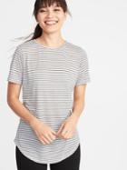 Old Navy Womens Relaxed Performance Tee For Women White Stripe Size M