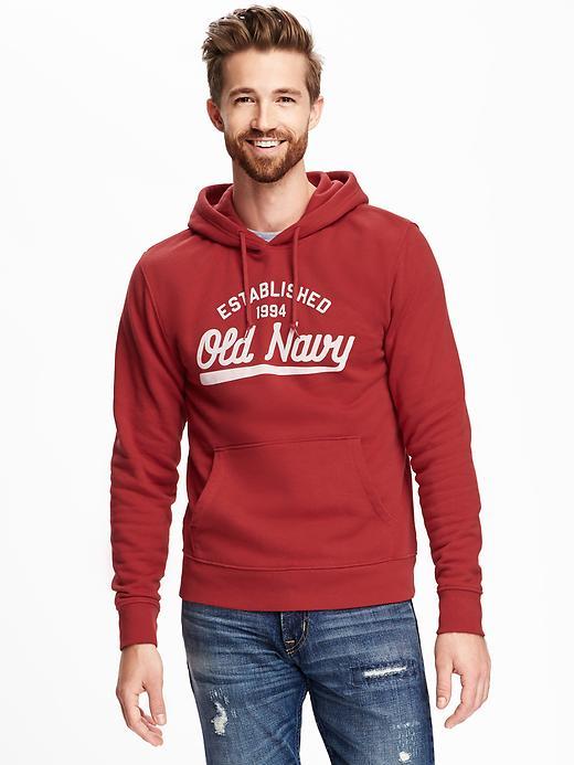 Old Navy Logo Graphic Pullover Hoodie For Men - Red