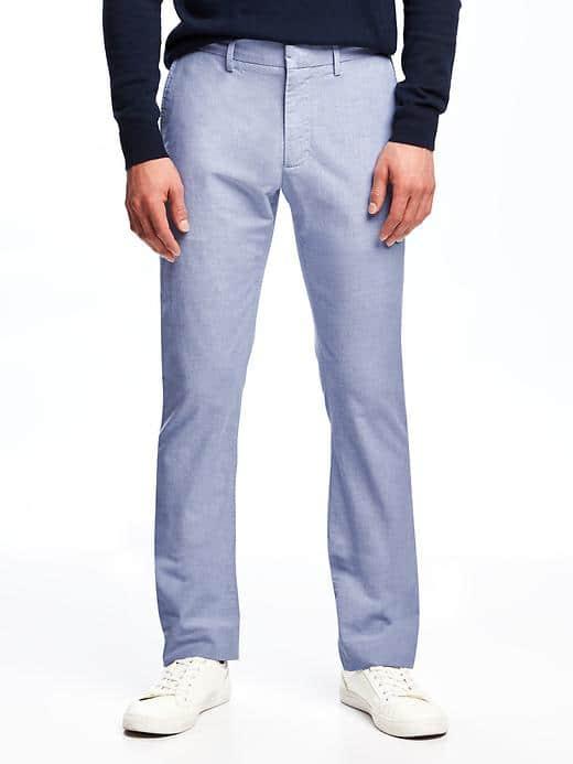Old Navy Built In Flex Slim Oxford Signature Dress Pants For Men - Chambray Blue