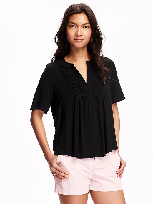 Old Navy Swing Pintuck Top For Women - Blackjack