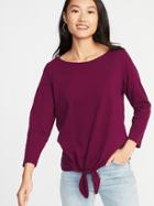 Old Navy Womens Relaxed Mariner Tie-front Top For Women Winter Wine Size M