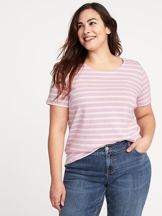 Old Navy Womens Plus-size Mariner-stripe Thick-knit Tee Light Purple Stripe Size 1x
