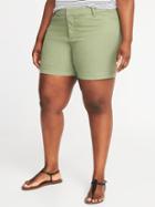 Old Navy Womens Smooth & Slim Plus-size Pixie Chino Shorts (7) Sage Of Aquarius Size 26