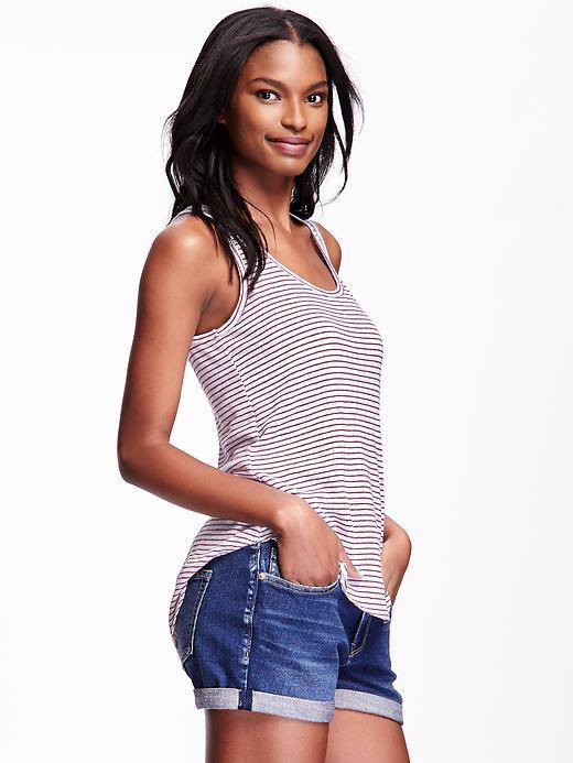 Old Navy Hi Lo Jersey Tank For Women - White Stripe