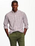 Old Navy Mens Classic Regular Fit Shirt Size L Tall - Burgundy Check