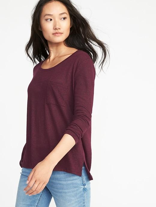 Old Navy Womens Linen-blend Boyfriend Tee For Women Winter Wine Size Xs