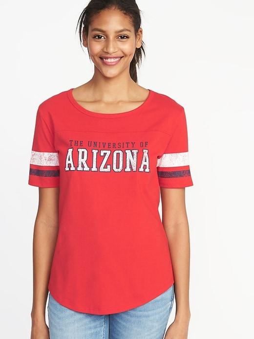 Old Navy Womens College-team Graphic Sleeve-stripe Tee For Women Arizona Size M