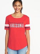 Old Navy Womens College-team Graphic Sleeve-stripe Tee For Women Arizona Size M