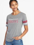 Old Navy Womens College-team Graphic Sleeve-stripe Tee For Women Washington State Size Xs