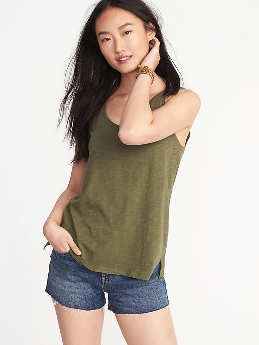 Old Navy Womens Everywear Slub-knit Tank For Women Hunter Pines Size Xl