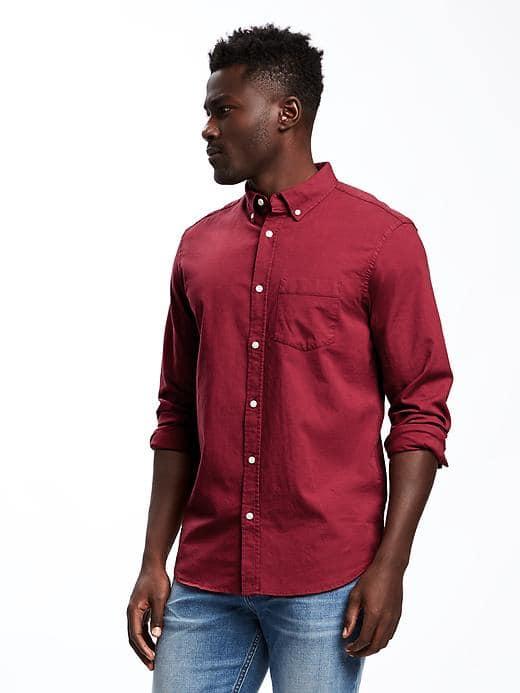 Old Navy Regular Fit Stretch Oxford Shirt For Men - Robbie Red
