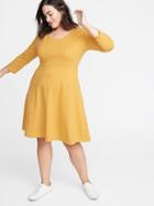 Fit & Flare 3/4-sleeve Plus-size Jersey Dress