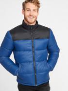 Old Navy Mens Quilted Frost-free Color-block Nylon Jacket For Men Blue Colorblock Size M