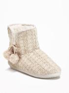 Old Navy Cable Knit Slipper Booties For Women - Oatmeal