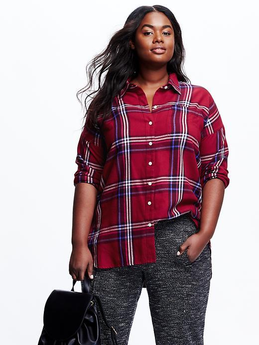 Old Navy Plaid Boyfriend Plus Size Shirt Size 1x Plus - Pink/purple