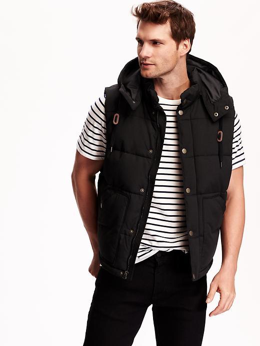 Old Navy Mens Hooded Quilted Vest Size Xxl Big - Black
