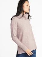 Old Navy Womens Slouchy Garter-stitch Turtleneck Sweater For Women Sf Pink Size S