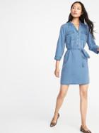 Old Navy Womens Utility Tie-belt Shirt Dress For Women Blue Fortune Size Xs