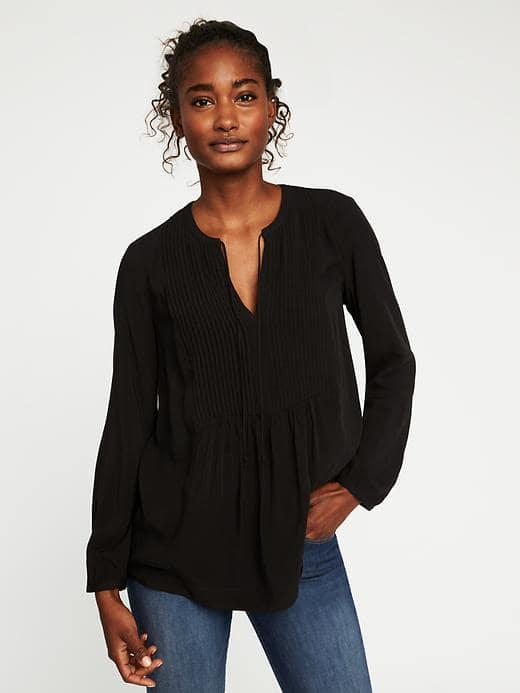 Old Navy Pintuck Swing Blouse For Women - Blackjack