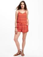 Old Navy Printed Cami Romper For Women - Red Print