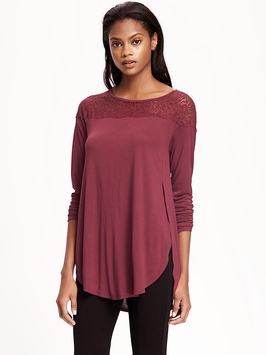 Old Navy Relaxed Tulip Hem Lace Top - Borscht