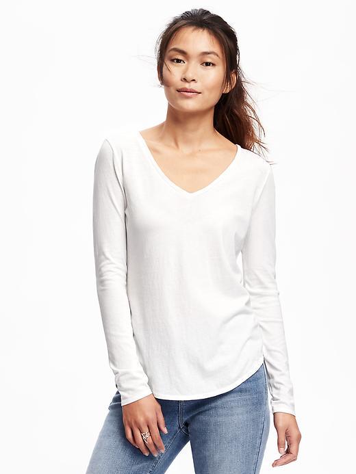Old Navy Relaxed V Neck Tee For Women - Cream