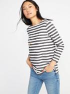 Old Navy Womens Relaxed Mariner-stripe French-terry Top For Women Gray Stripe Size S