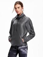 Old Navy Relaxed Half Zip Coated Jacket For Women - Carbon