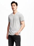 Old Navy Soft Washed Striped V Neck Tee For Men - Oatmeal