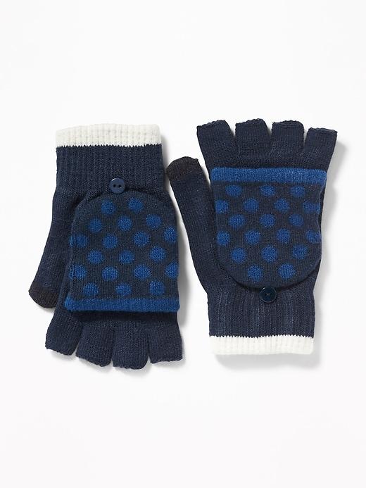 Old Navy Womens Convertible Flip-top Gloves For Women Blue Polka Dots Size One Size