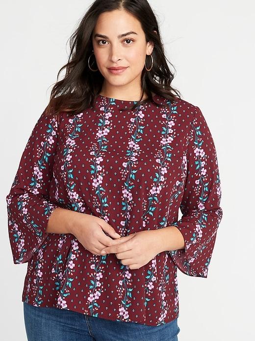 Old Navy Womens Printed Plus-size Boho Swing Top Burgundy Floral Size 4x