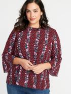 Old Navy Womens Printed Plus-size Boho Swing Top Burgundy Floral Size 4x