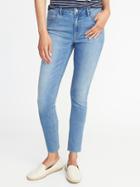 Old Navy Womens Mid-rise Rockstar Super Skinny Raw-edge Ankle Jeans For Women Medium Wash Size 0