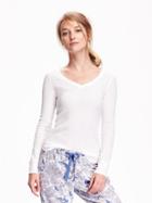 Old Navy V Neck Waffle Knit Tee Size L Tall - White
