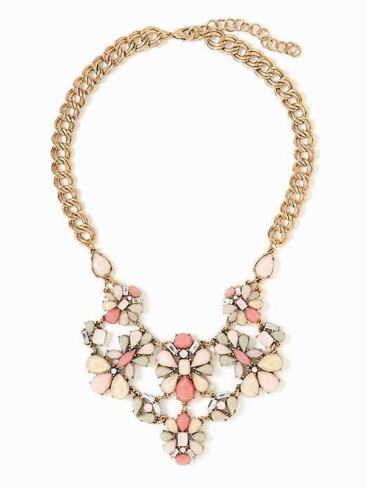 Old Navy Floral Brooch Statement Necklace For Women - Pinky Promise