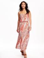 Old Navy Patterned Pleated Maxi Dress For Women - White Paisley