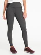 Old Navy Womens High-rise Herringbone/ponte Zip-pocket Street Leggings For Women Dark Herringbone Grey Size M