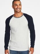 Old Navy Mens Soft-washed Thermal-knit Raglan Tee For Men On White Heather Size S