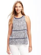 Old Navy Eyelet Trim Tank For Women - Navy Blue Print