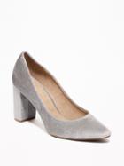 Old Navy Womens Velvet Block-heel Pumps For Women Gray Size 6 1/2