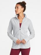 Old Navy Micro Fleece Full Zip Jacket For Women - Light Gray Heather