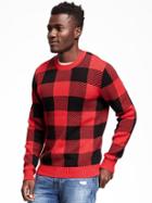 Old Navy Checkered Crew Neck Sweater For Men - Robbie Red