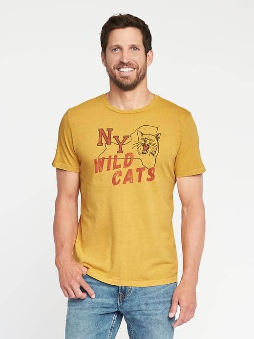 Old Navy Garment Dyed Graphic Tee For Men - Washed Yellow